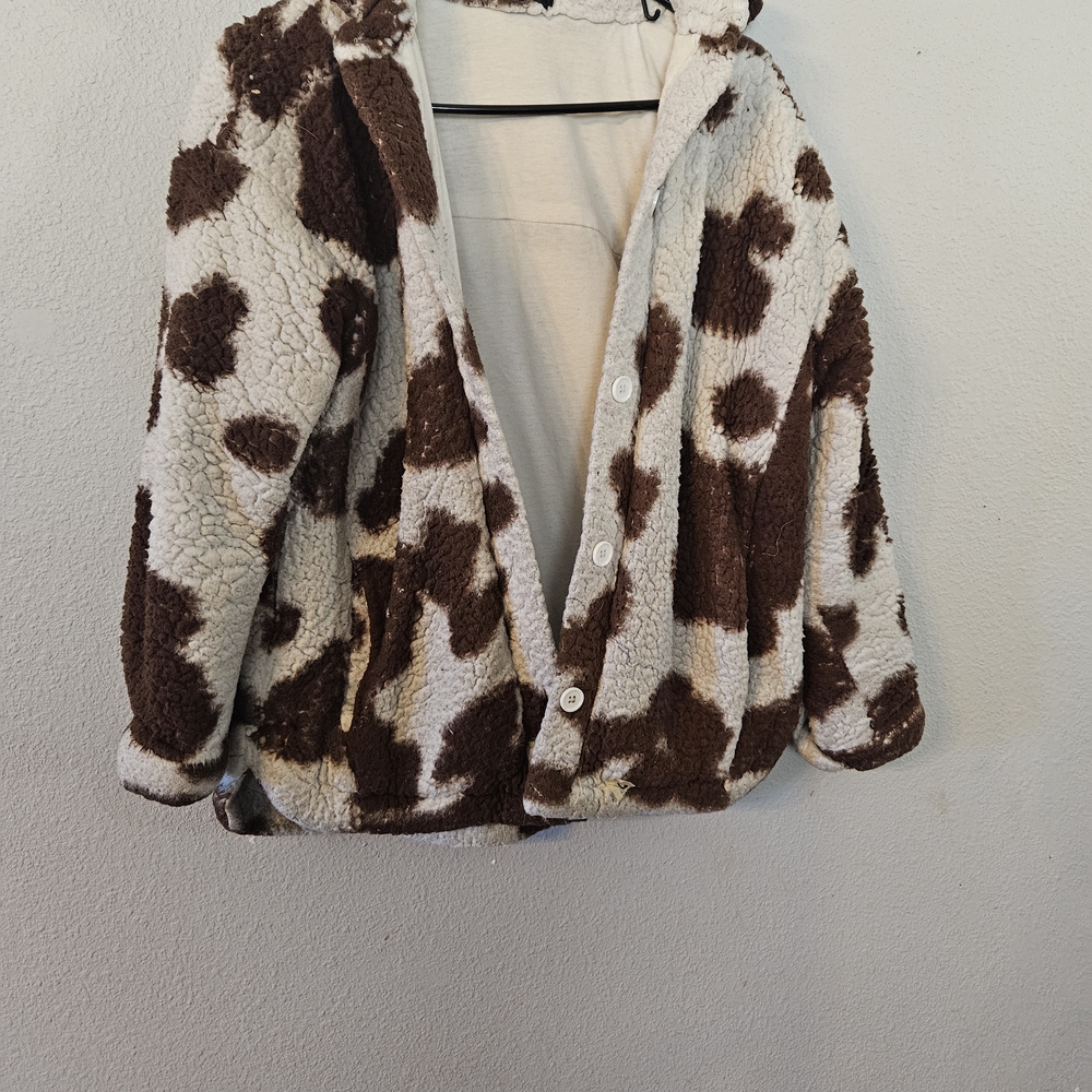 Forever 21 Cream and Brown Teddy Jacket
